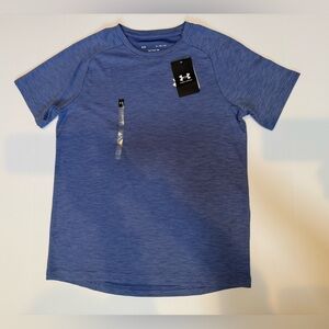 NWT. Blue/white Boys Under Armour Performance Shirt Size L